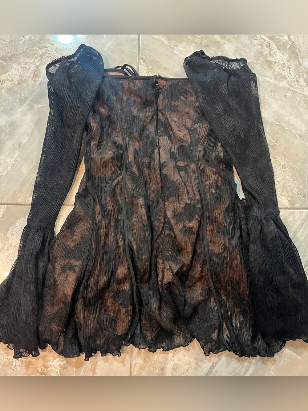 House of CB Analissa Black Lace Corset Gothic Flare Sleeve Mini Dress - Picture 9 of 11